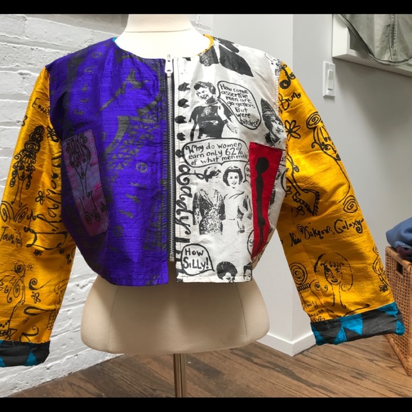 Designer Peach Beserk Raw Silk Cool Cropped Jacket - Picture 2 of 5